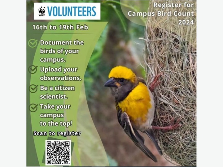 Volunteering Opportunity At WWF India For Campus Bird Count